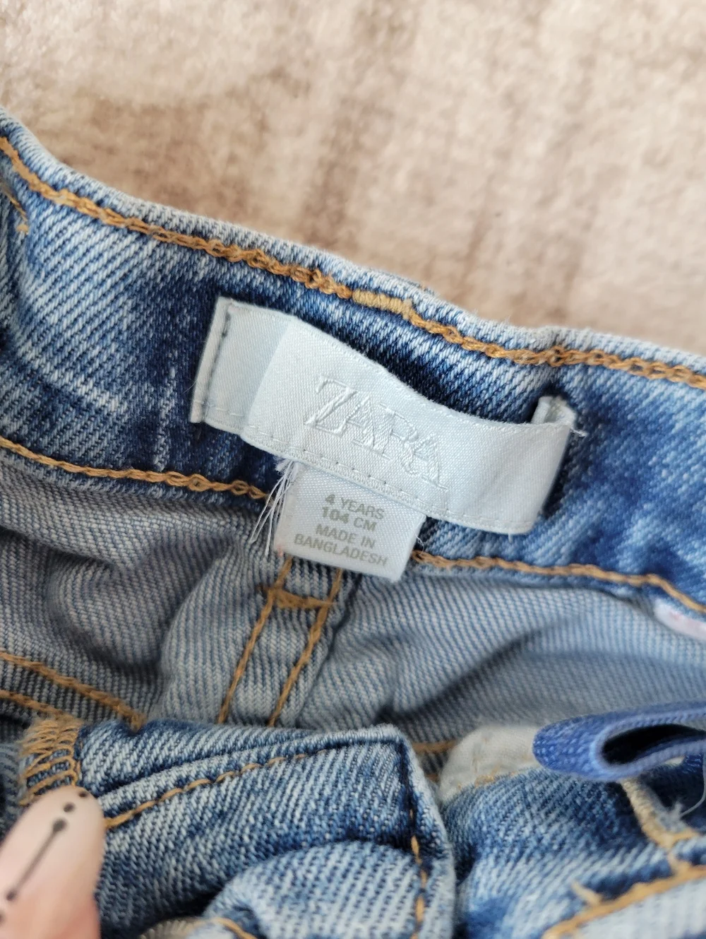 Zara Girls 4 Straight Leg‎ Jeans Light Medium Wash Adjustable Waist Denim